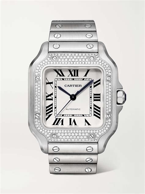 mens cartier diamond watch|cartier watch with diamond bezel.